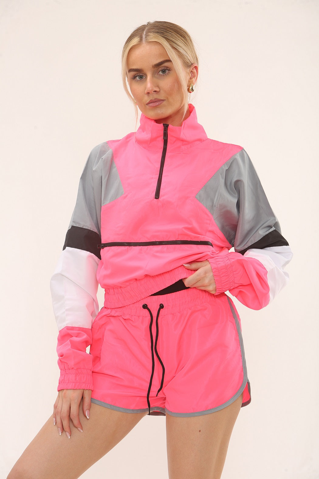 Colour Block Crop Jacket & Shorts Co-ord Set - Ramona