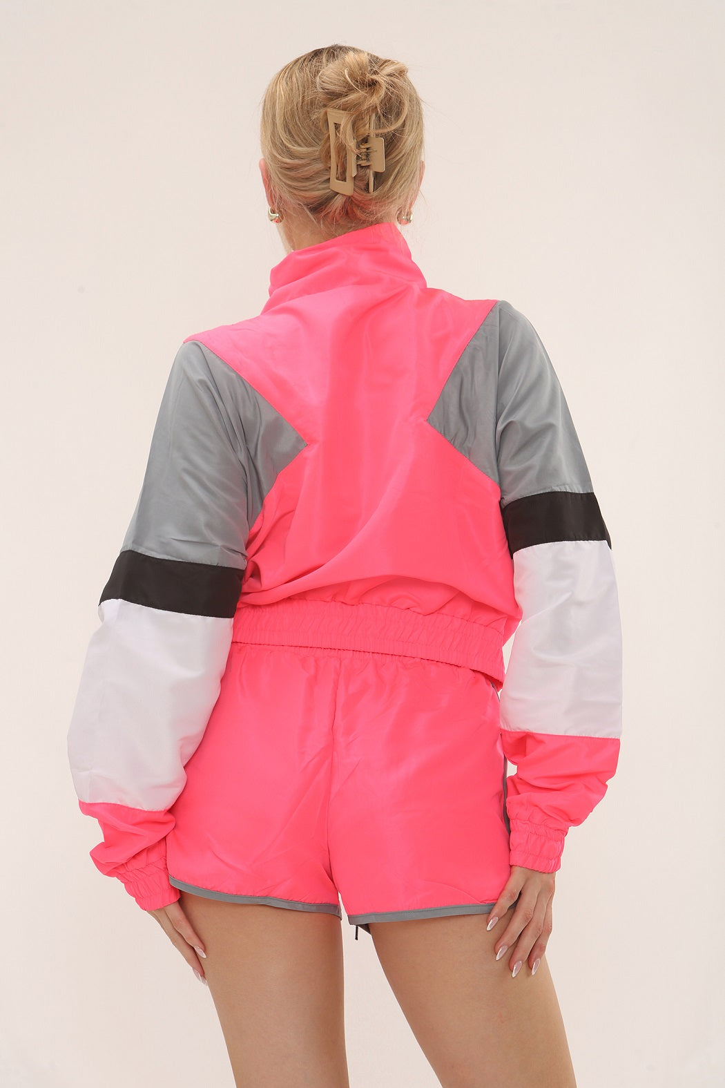 Colour Block Crop Jacket & Shorts Co-ord Set - Ramona