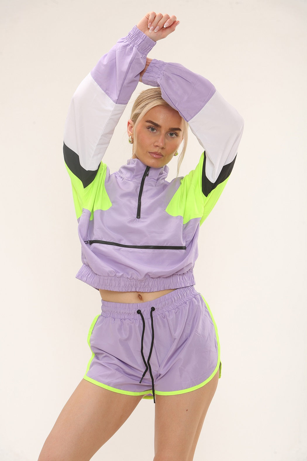 Colour Block Crop Jacket & Shorts Co-ord Set - Ramona
