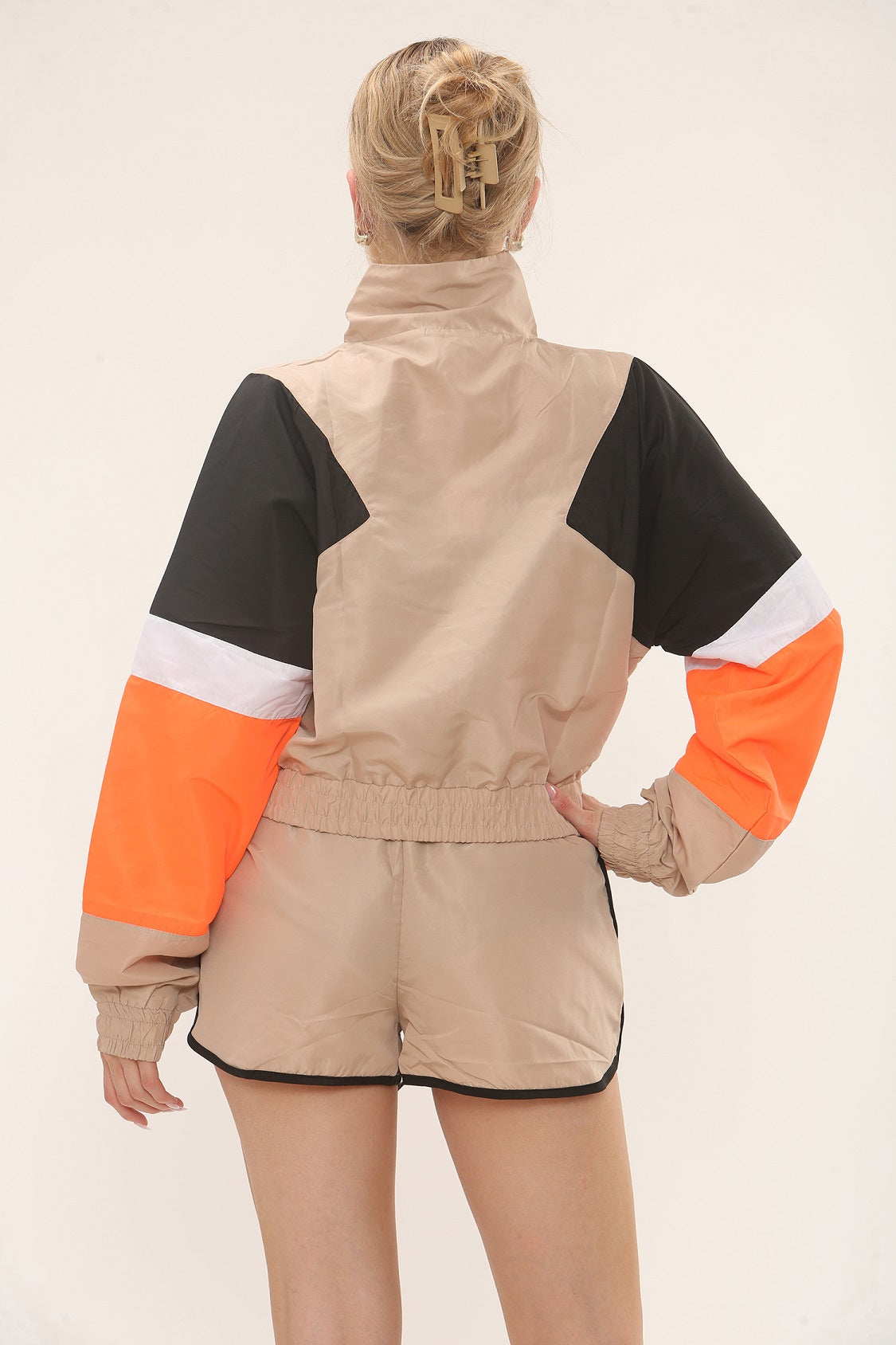 Colour Block Crop Jacket & Shorts Co-ord Set - Ramona