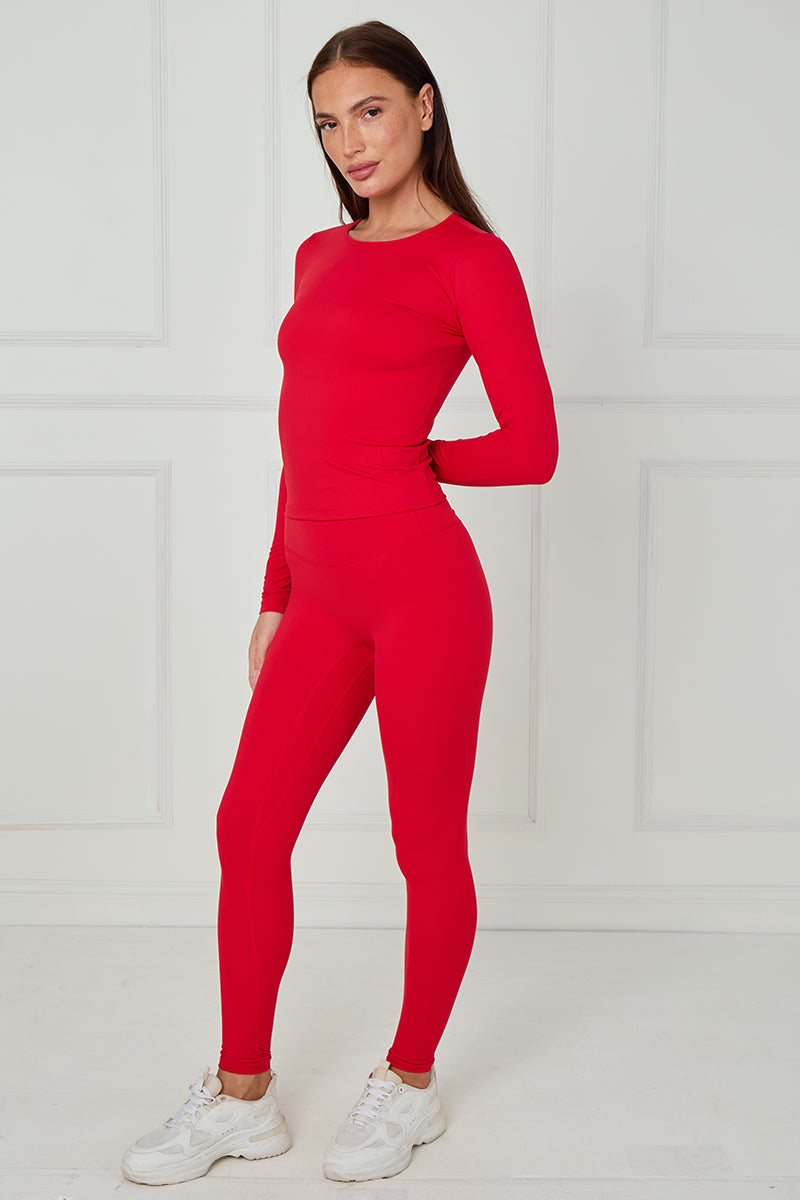 Full Sleeve Athleisure T-shirt And Leggings Set - Lauren
