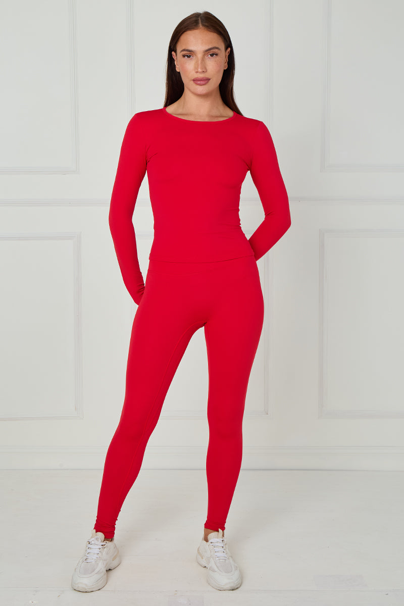 Full Sleeve Athleisure T-shirt And Leggings Set - Lauren