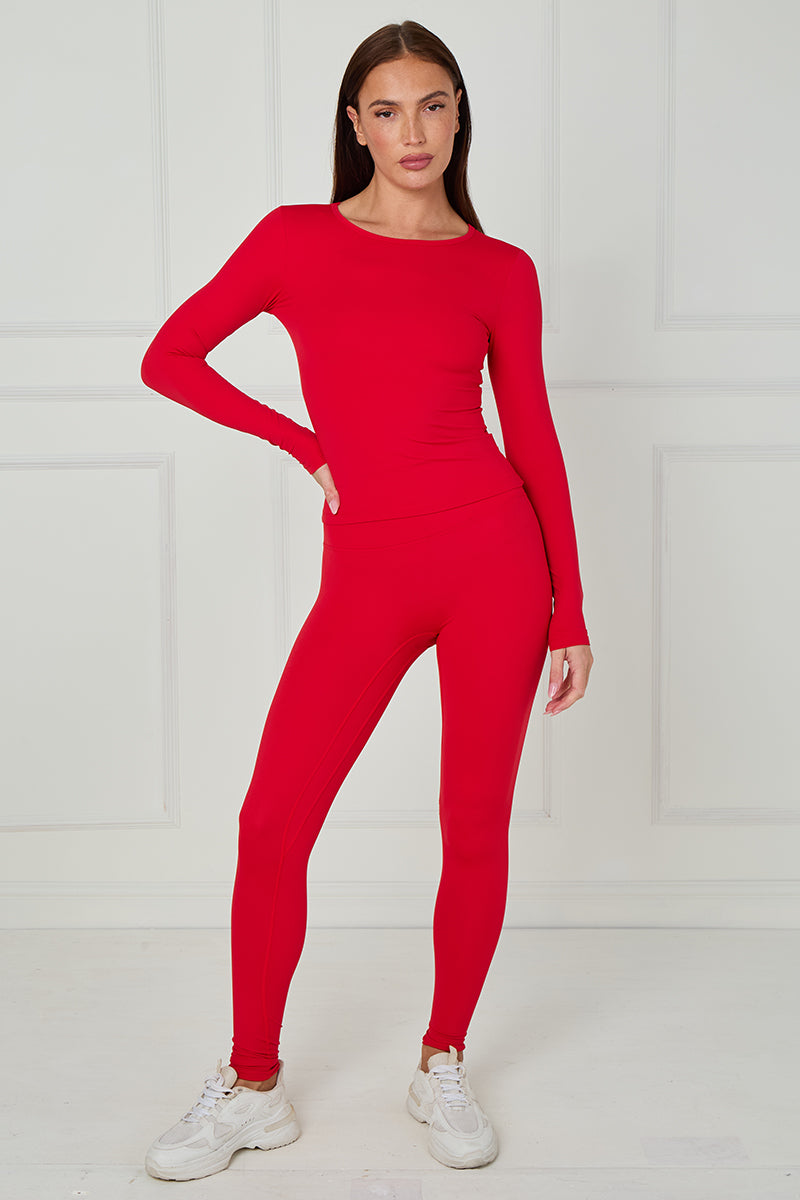Full Sleeve Athleisure T-shirt And Leggings Set - Lauren