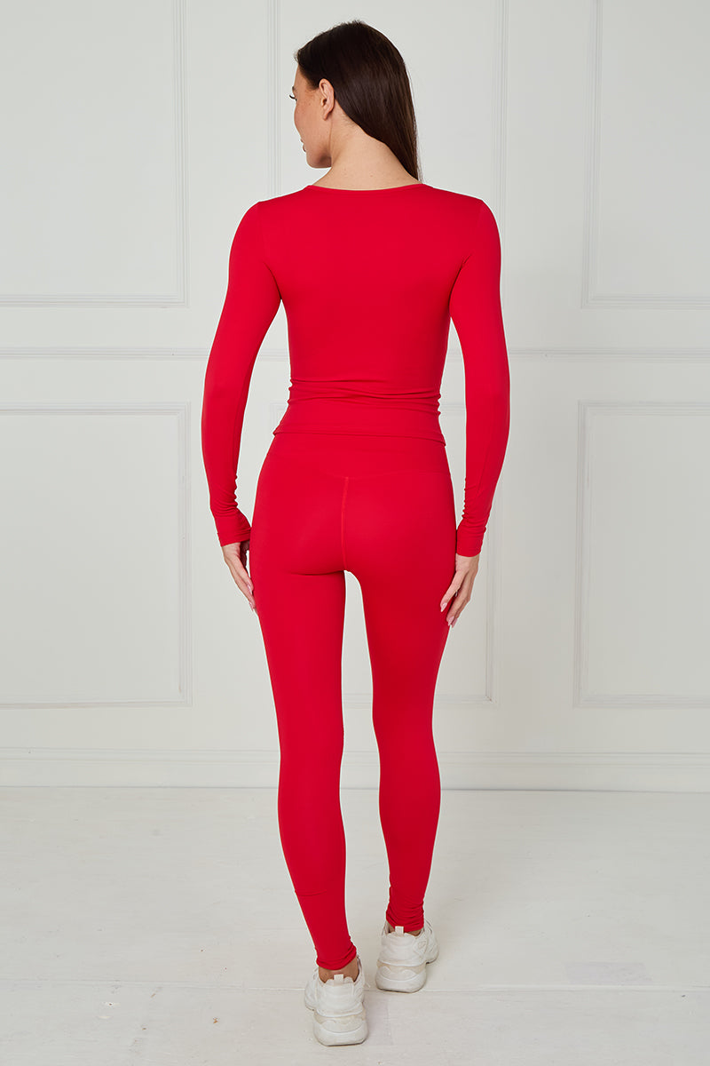 Full Sleeve Athleisure T-shirt And Leggings Set - Lauren