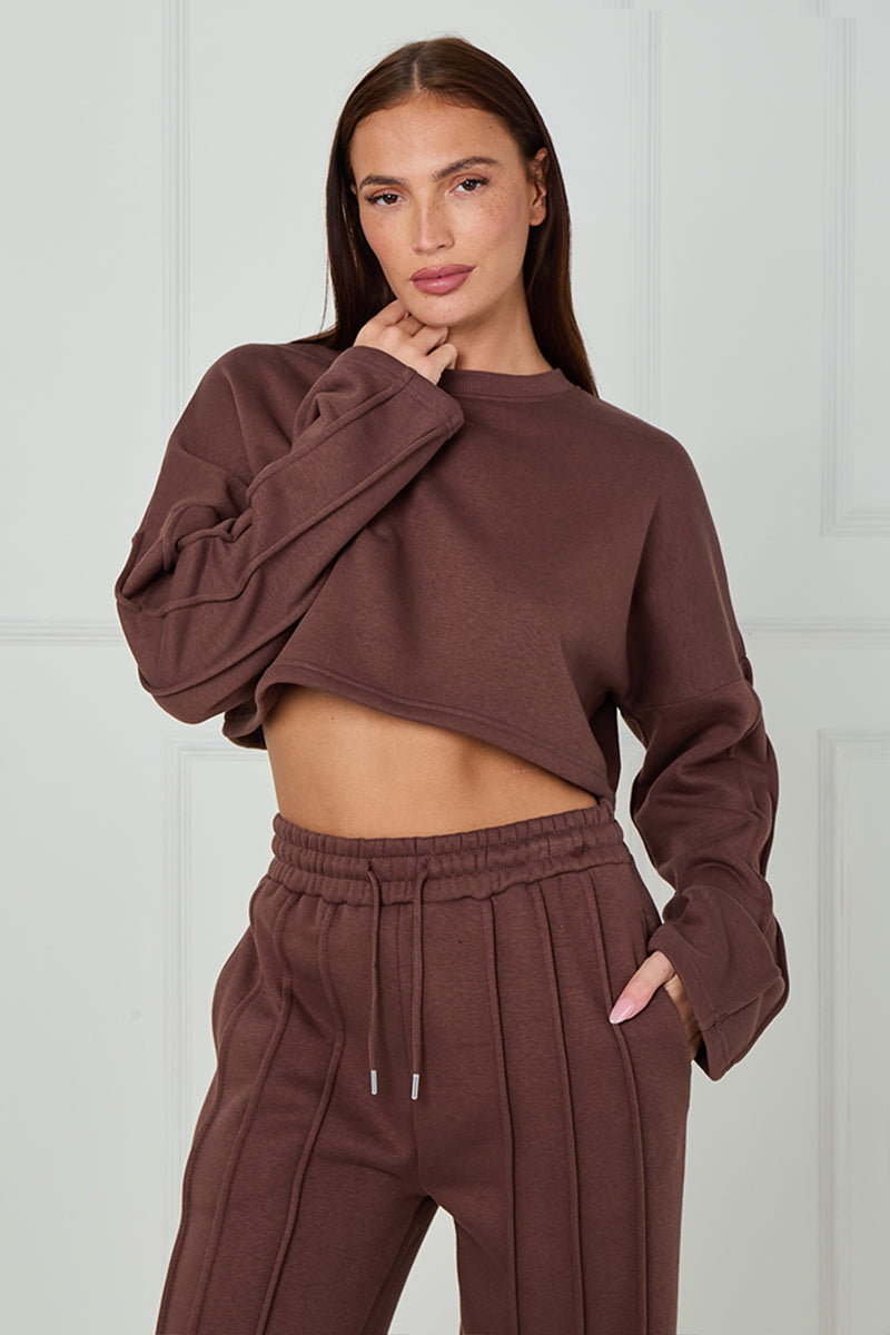 Baggy Crop Top And Flare Joggers Loungewear Set - Jamie