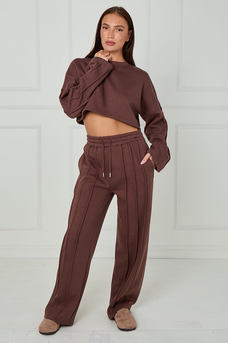 Baggy Crop Top And Flare Joggers Loungewear Set - Jamie