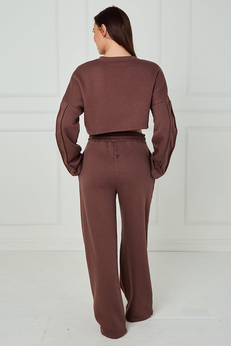 Baggy Crop Top And Flare Joggers Loungewear Set - Jamie