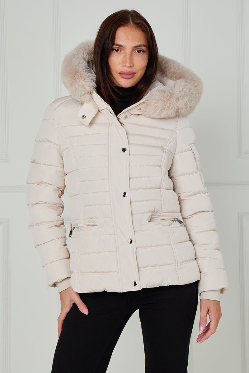 New Padded Faux Fur Hood Puffer Jacket - Giovanna