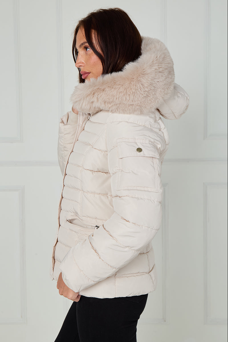 New Padded Faux Fur Hood Puffer Jacket - Giovanna