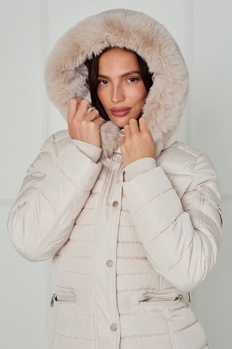 New Padded Faux Fur Hood Puffer Jacket - Giovanna
