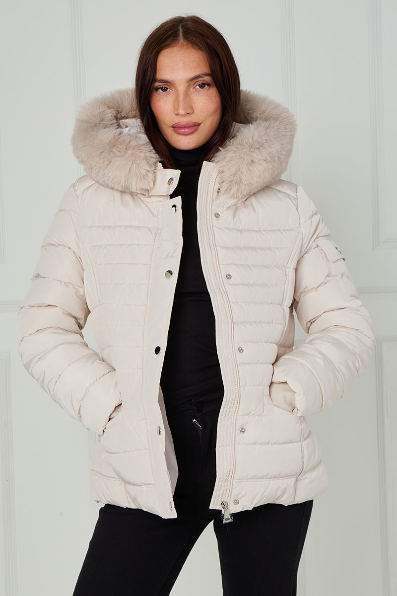 New Padded Faux Fur Hood Puffer Jacket - Giovanna