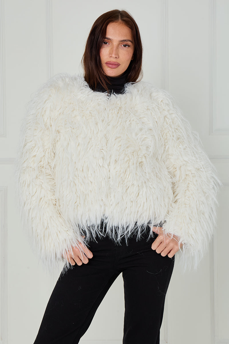 Long Hair Shaggy Fur Coat - Naya
