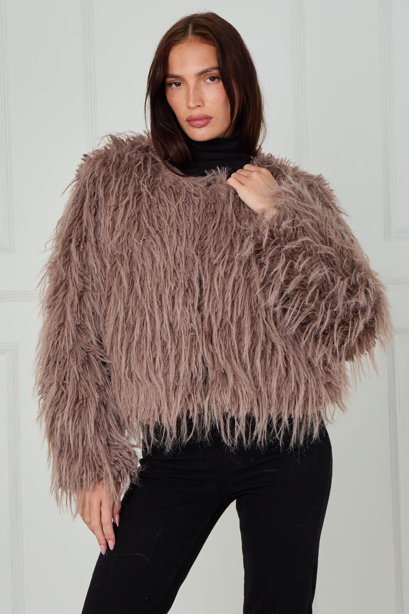 Long Hair Shaggy Fur Coat - Naya