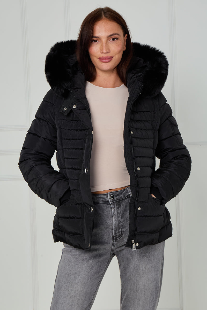 New Padded Faux Fur Hood Puffer Jacket - Giovanna