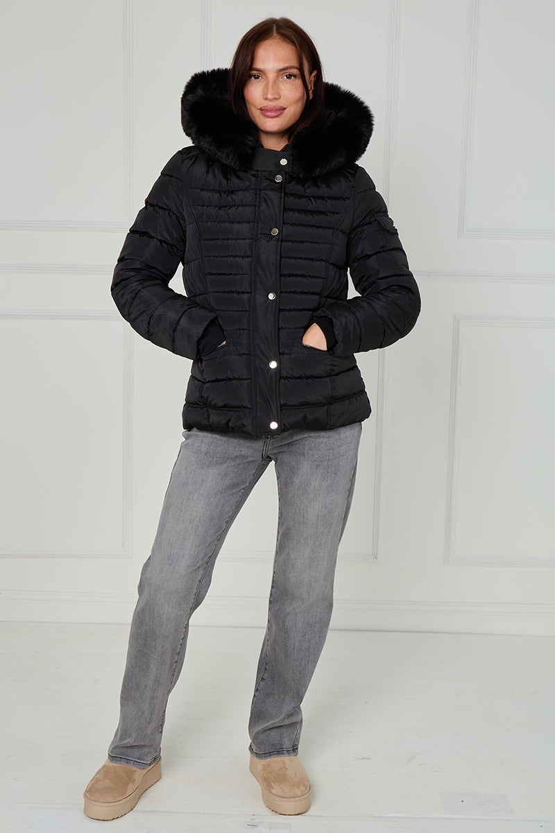 New Padded Faux Fur Hood Puffer Jacket - Giovanna