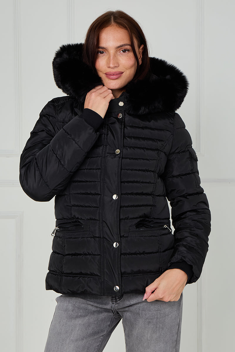 New Padded Faux Fur Hood Puffer Jacket - Giovanna