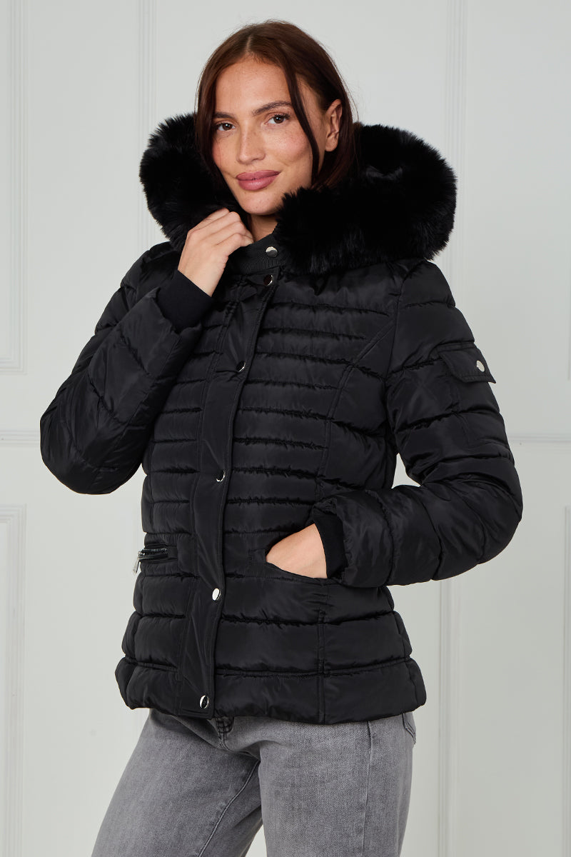 New Padded Faux Fur Hood Puffer Jacket - Giovanna