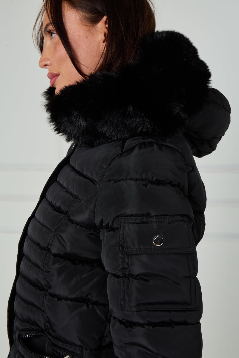 New Padded Faux Fur Hood Puffer Jacket - Giovanna