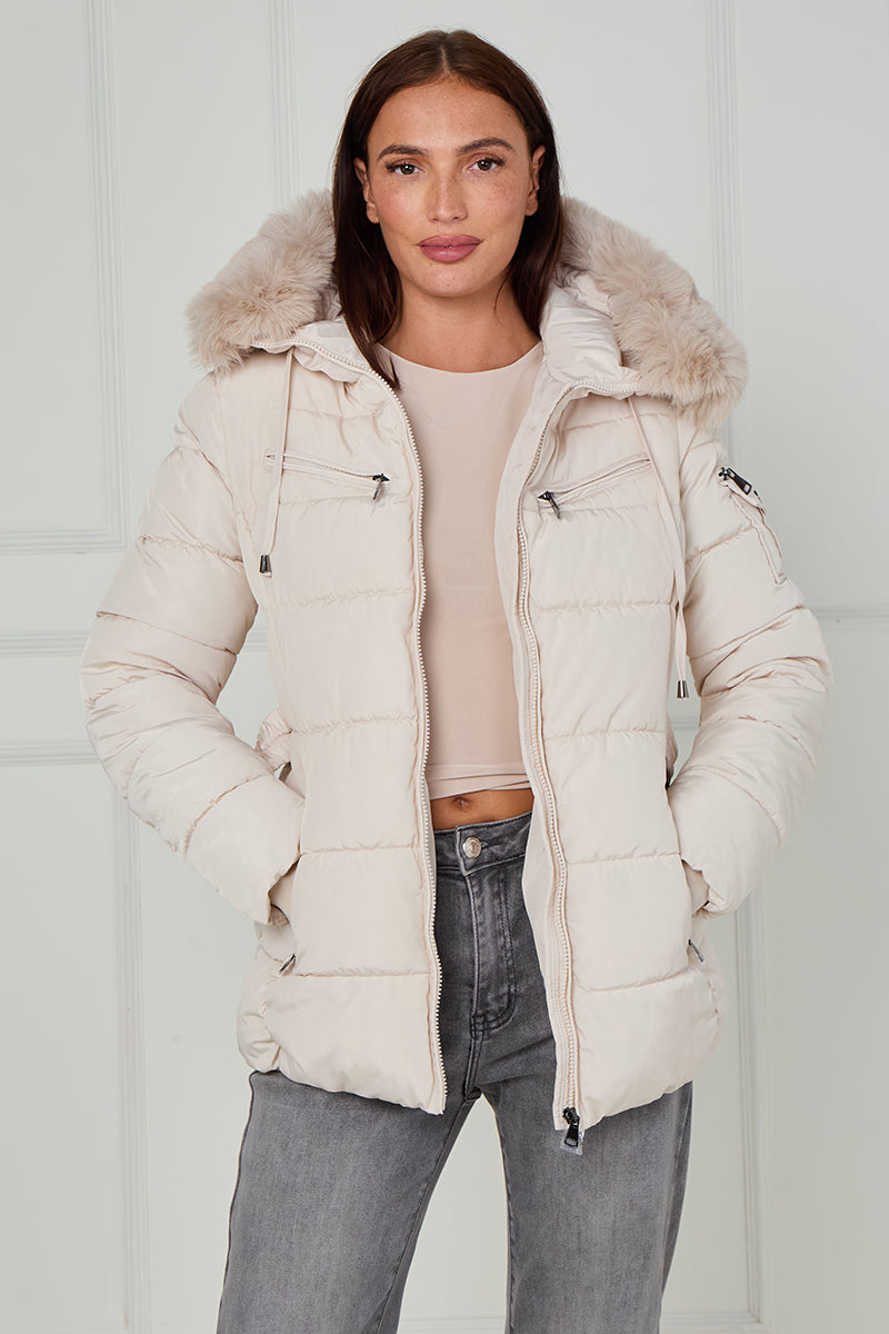 Faux Fur Hood Quilted Puffer Jacket - Novah