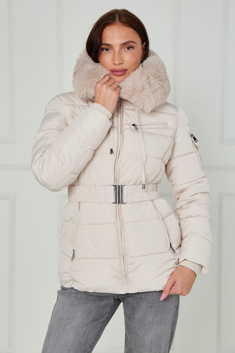 Faux Fur Hood Quilted Puffer Jacket - Novah