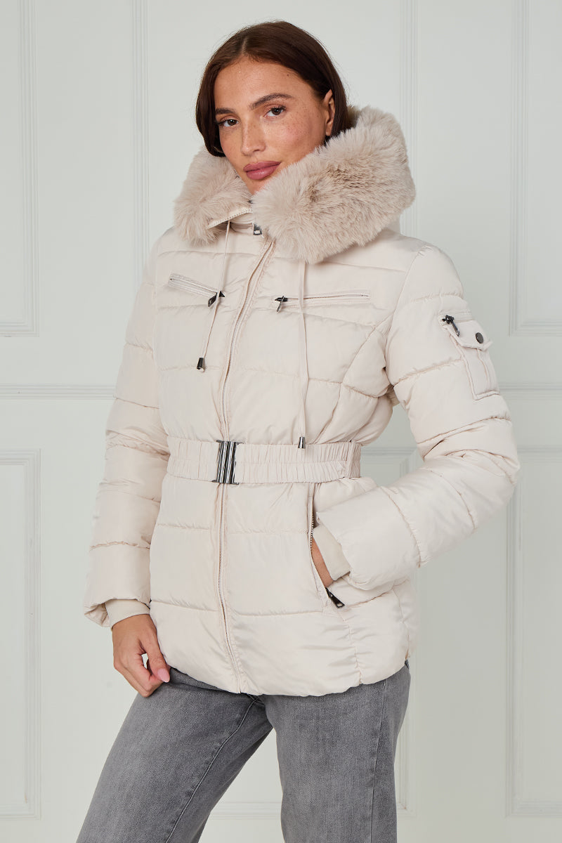 Faux Fur Hood Quilted Puffer Jacket - Novah