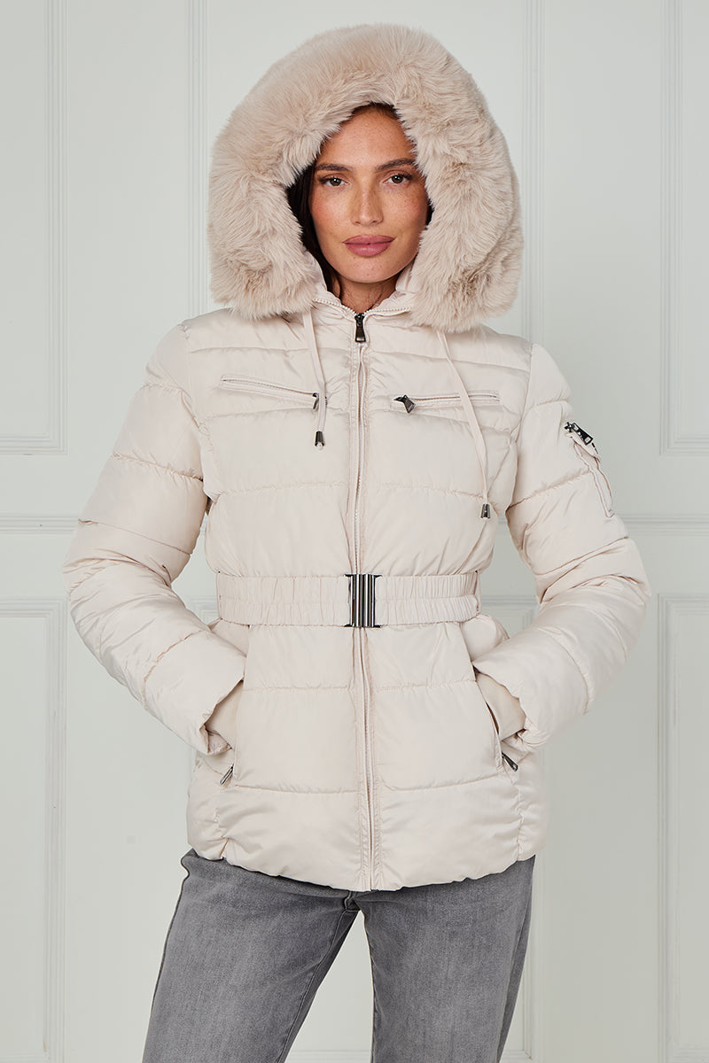 Faux Fur Hood Quilted Puffer Jacket - Novah