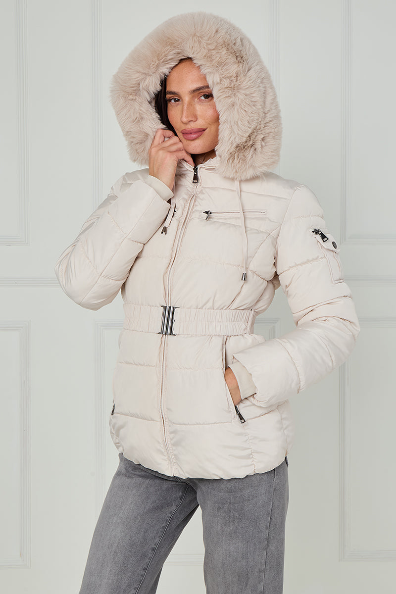 Faux Fur Hood Quilted Puffer Jacket - Novah