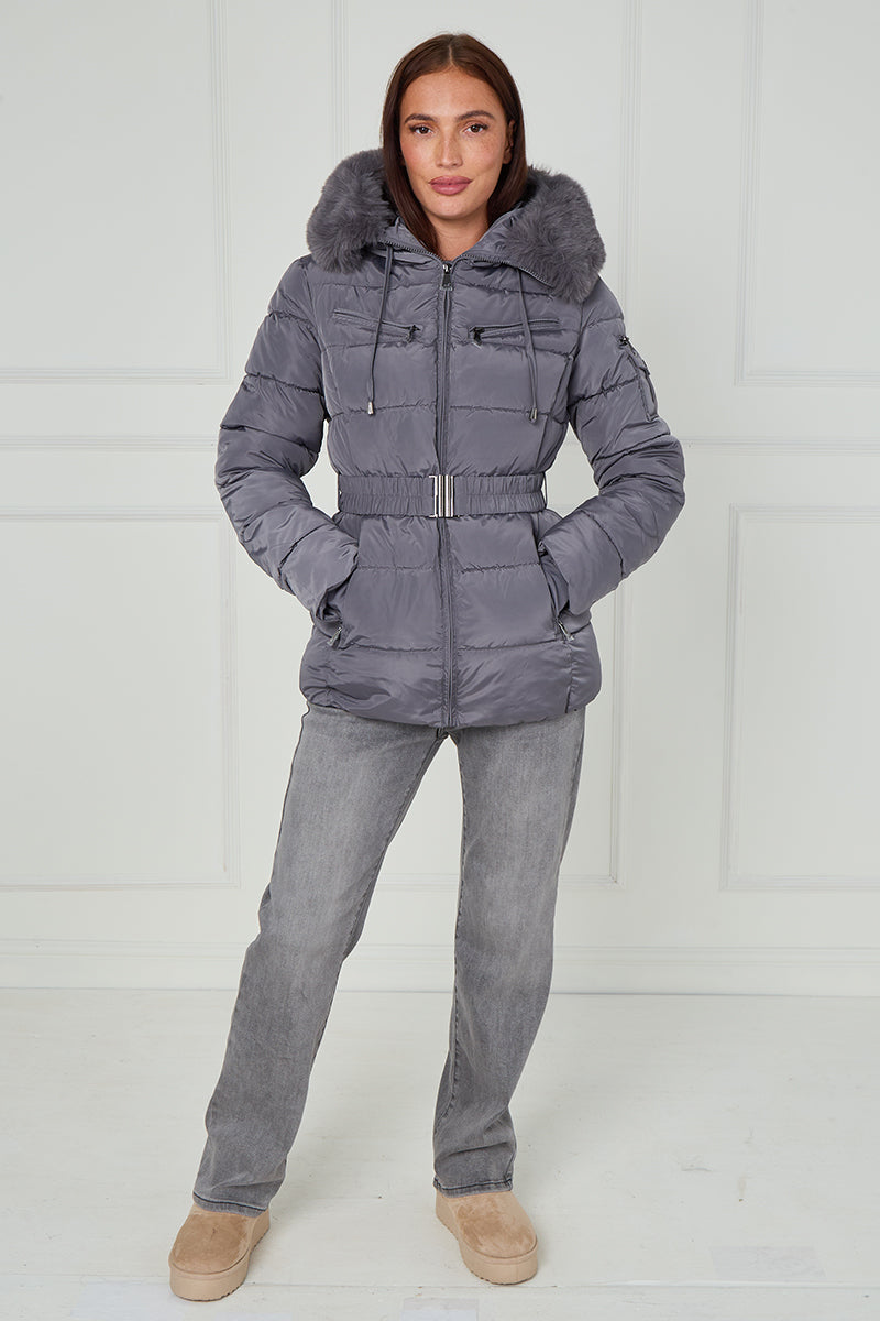 Faux Fur Hood Quilted Puffer Jacket - Novah