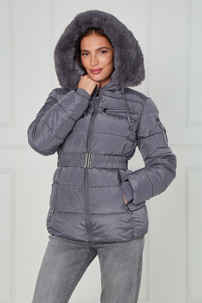 Faux Fur Hood Quilted Puffer Jacket - Novah