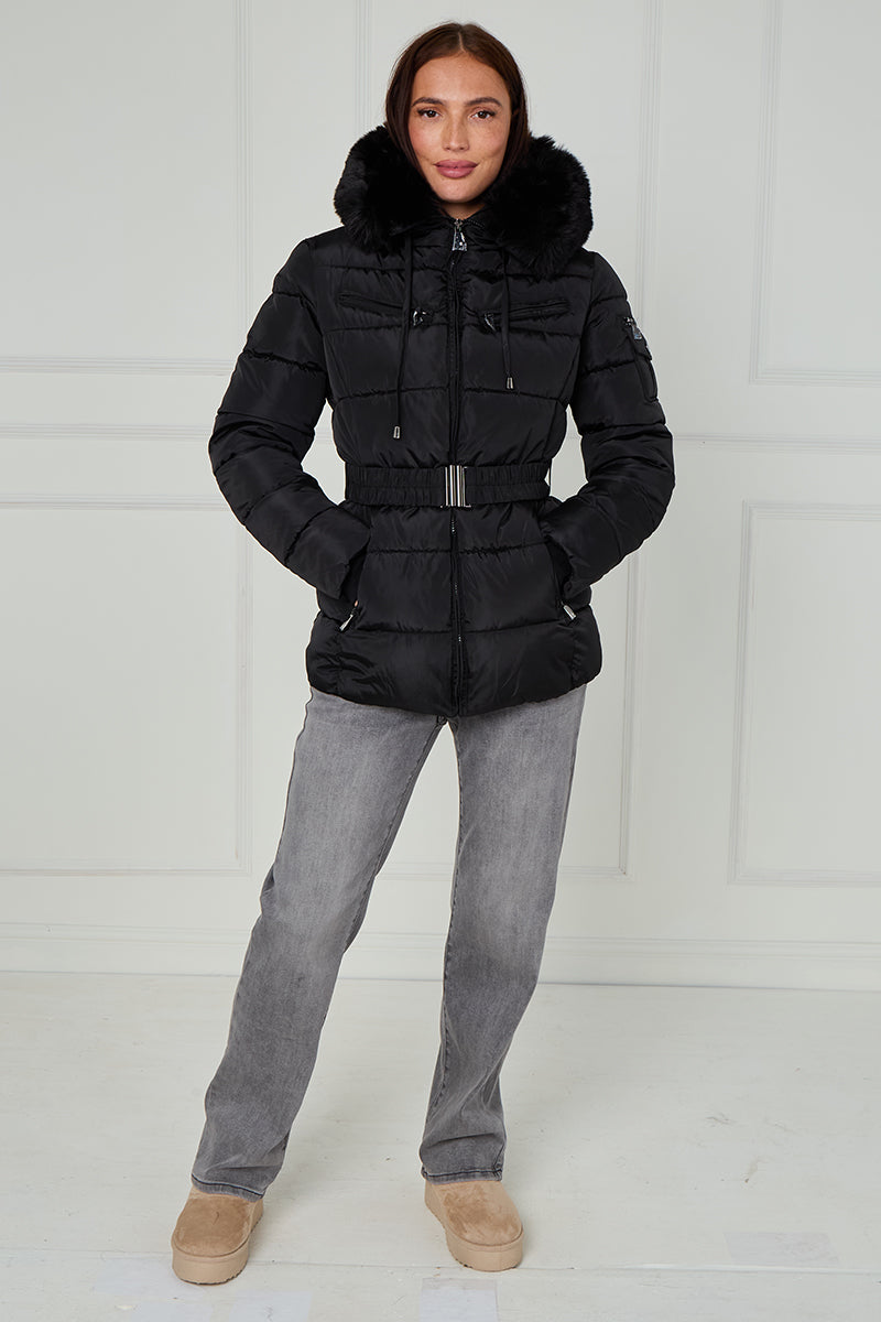 Faux Fur Hood Quilted Puffer Jacket - Novah