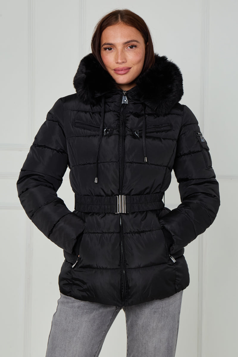 Faux Fur Hood Quilted Puffer Jacket - Novah