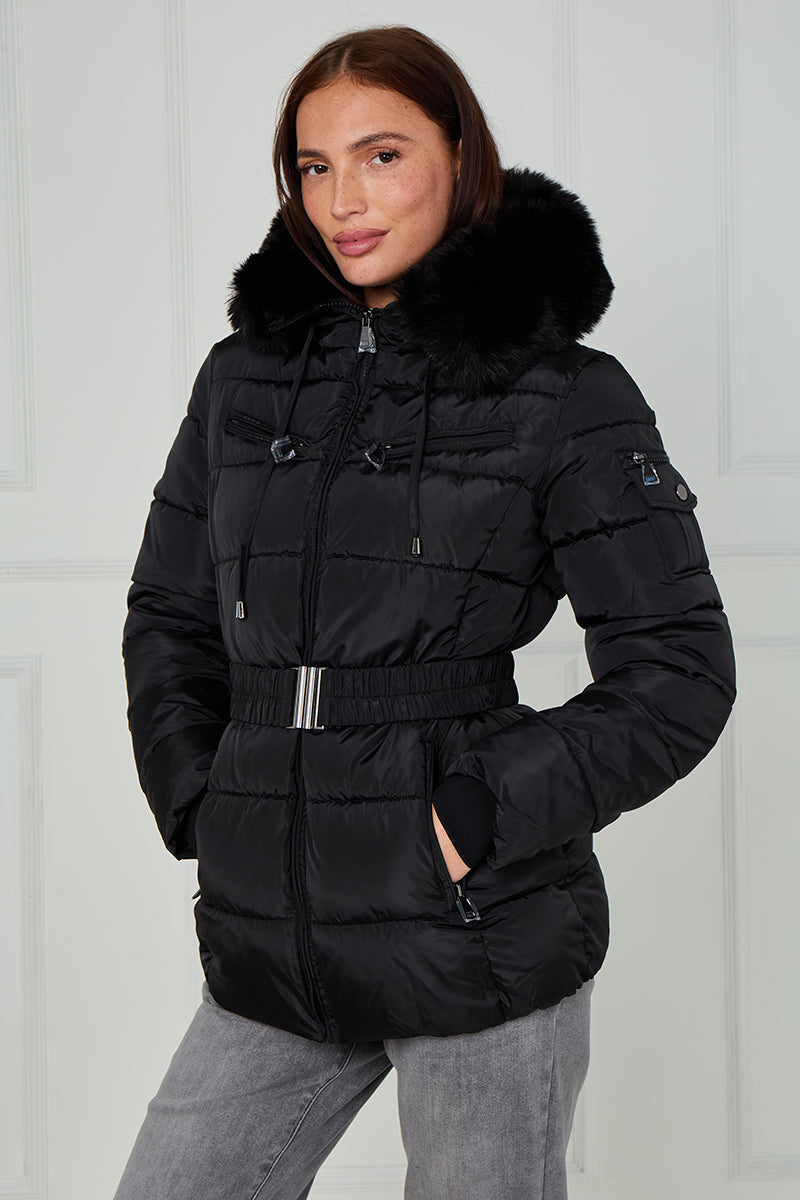 Faux Fur Hood Quilted Puffer Jacket - Novah