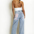 Straight Leg Jeans With Pink Diamante Insert - Lyra