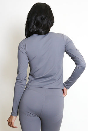 Long Sleeve Ath Leisure Top - Briella - Storm Desire