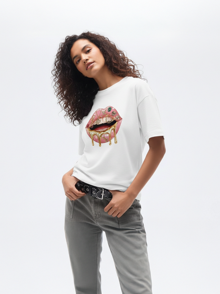 Gold Drip Printed T-Shirt - Amelia