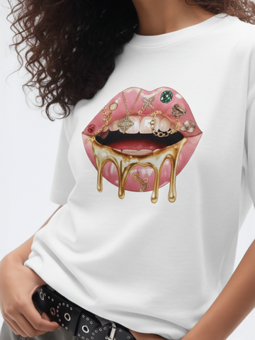 Gold Drip Printed T-Shirt - Amelia