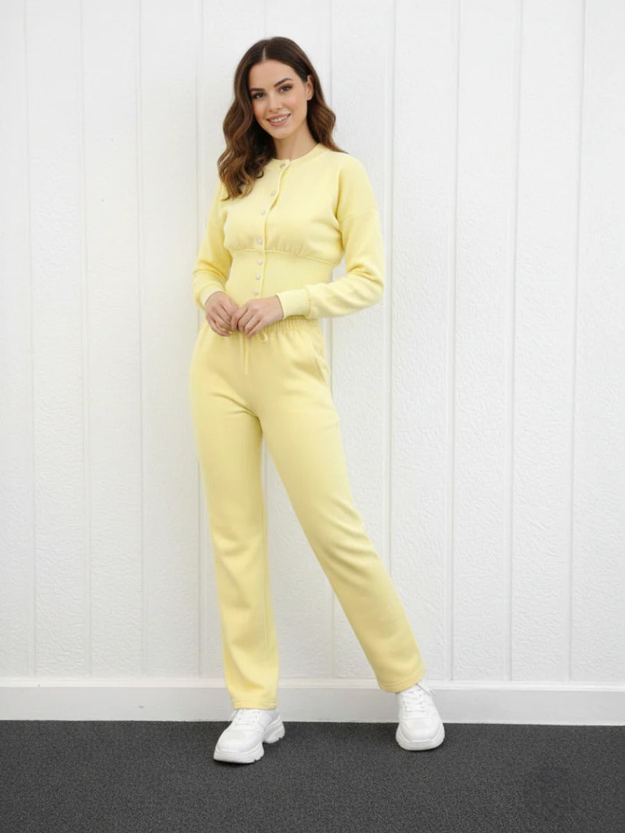 Button Up Top & Wide Leg Trouser Tracksuit Linda
