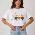 Amore Leopard Heart Graphic Design T-Shirt - Kelly