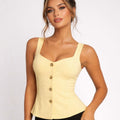 Button Down Peplum Top - Andie