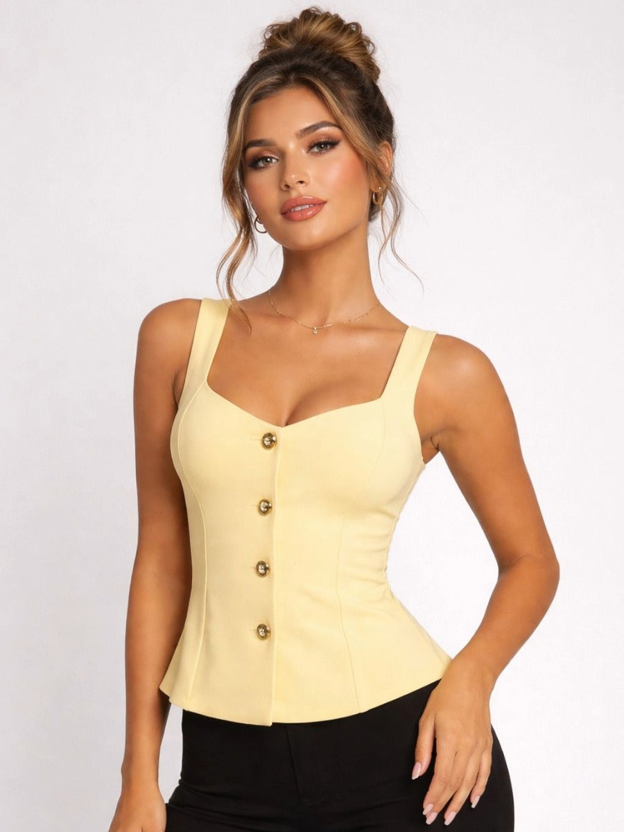 Button Down Peplum Top Andie