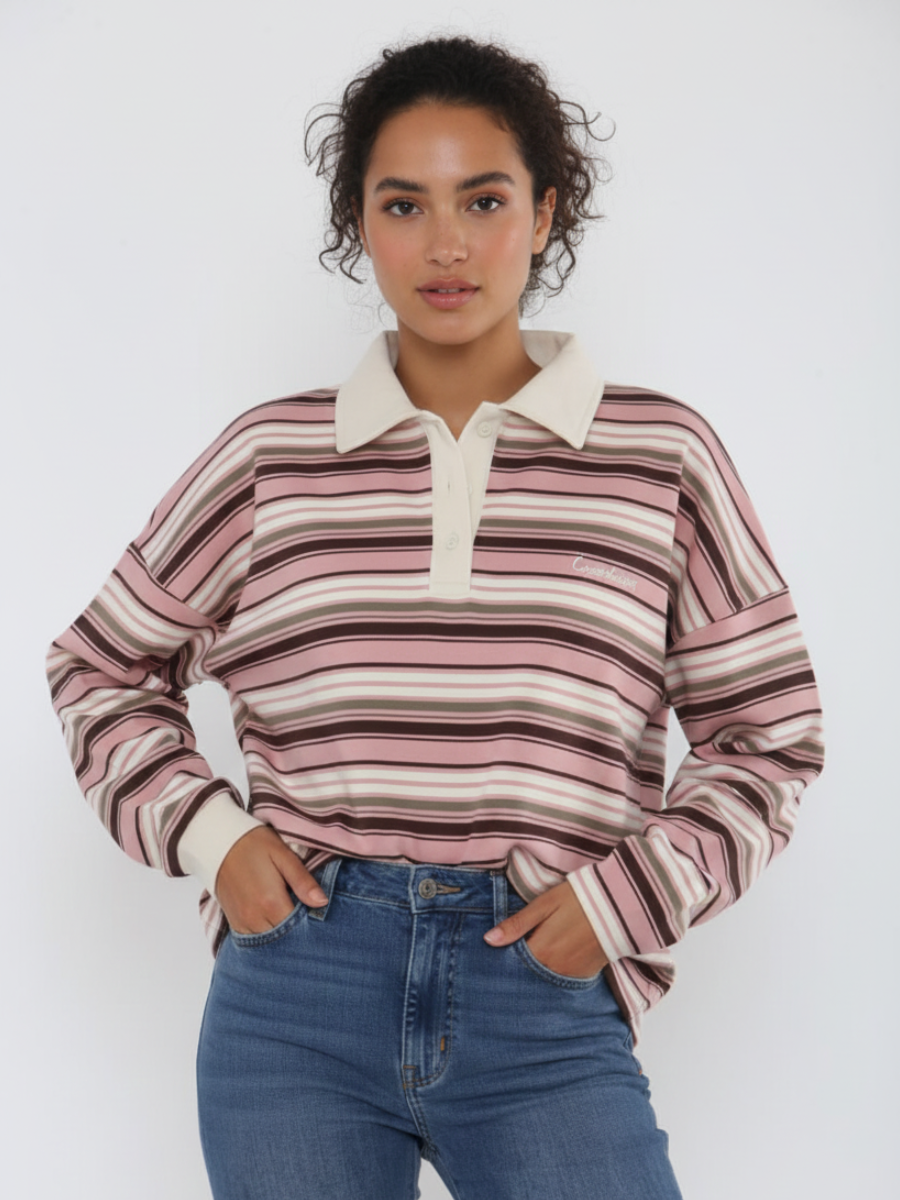 Rugby Collar Stripe Sweatshirt Elodie