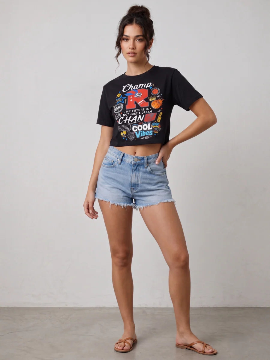 Cool Vibes Printed Crop Top Willow