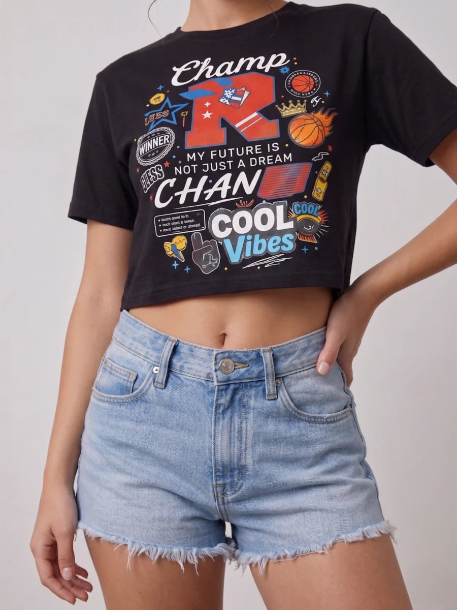 Cool Vibes Printed Crop Top - Willow