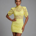 Lace Detail High Neck Bodycon Dress - Rita