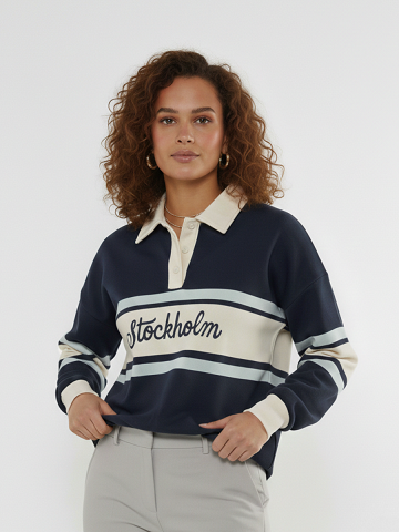 Stockholm Embroidered Rugby Collar Sweatshirt Harper