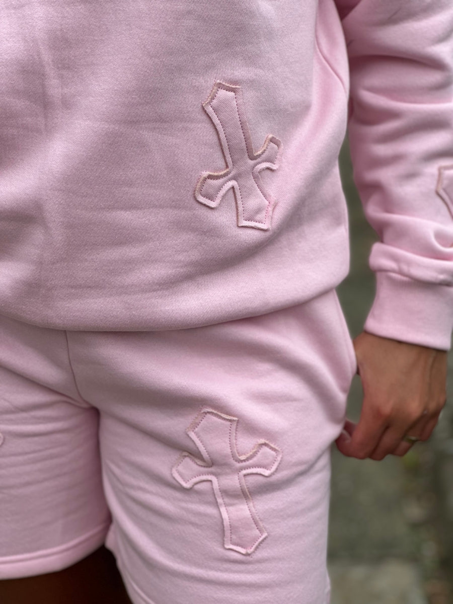 Crucifix Cross Sweatshirt & Shorts Fleece Set - Valerie - Storm Desire
