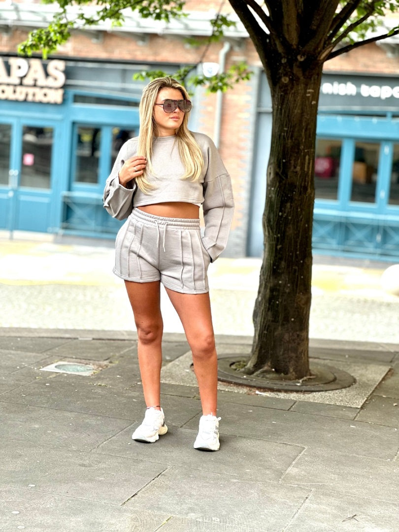 3 Seam Shorts & Crop Top Set - Zoe - Storm Desire