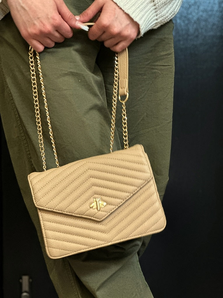 Square Quilted Bee Crossbody Bag - Kimberly - Storm Desire