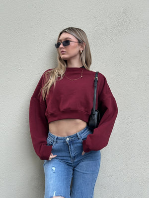 Fleece Jersey Baggy Crop Jumper - Logan - Storm Desire