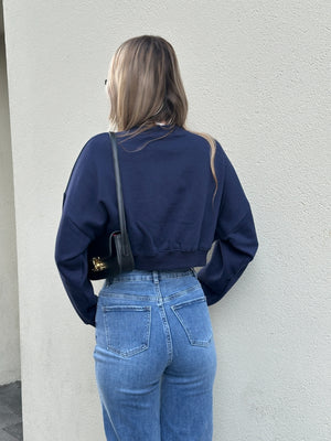 Fleece Jersey Baggy Crop Jumper - Logan - Storm Desire